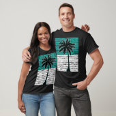 I Live Life Palm Tree Picture Cool Aqua Green Whit T-shirt (Unisex)