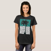 I Live Life Palm Tree Picture Cool Aqua Green Whit T-shirt (Voorkant volledig)