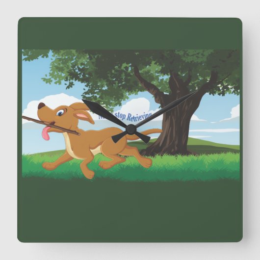 I Live to retrieve Vierkante Klok (Voorkant)