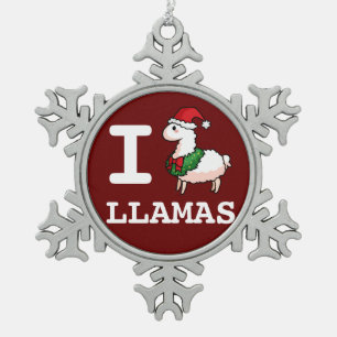 I Llama Llamas Tin Sneeuwvlok Ornament