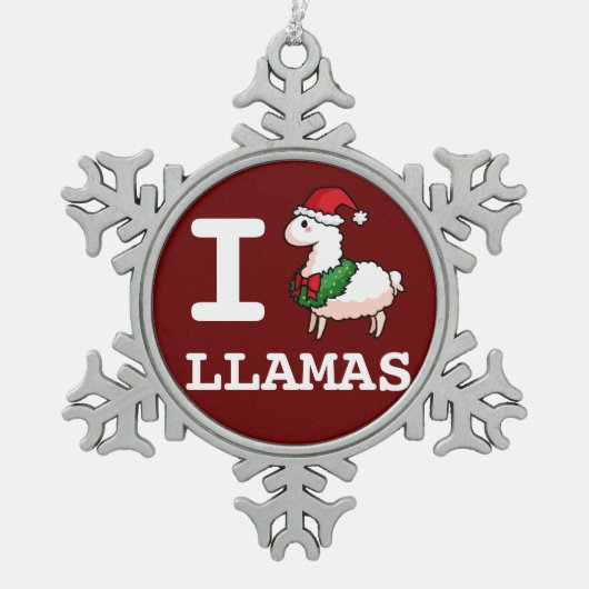 I Llama Llamas Tin Sneeuwvlok Ornament (Voorkant)