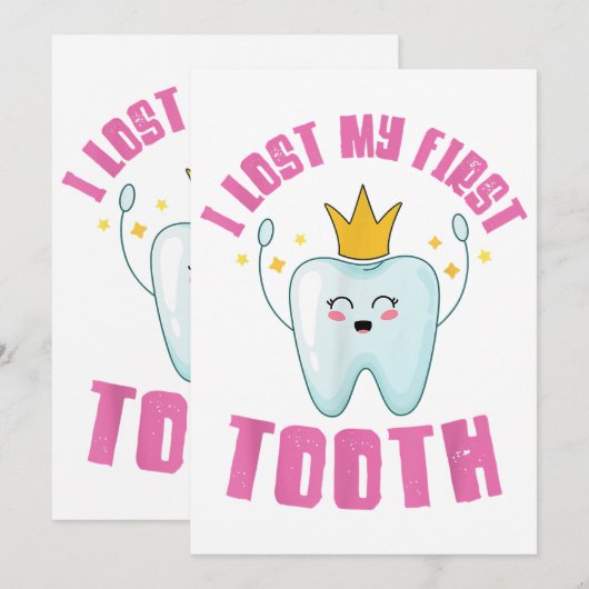 I Lost My First Tooth Teeth Out Kids Gift Kaart (Voorkant / Achterkant)