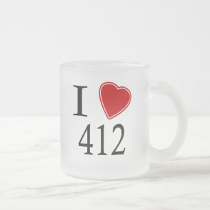 I Love 412 Pittsburgh Matglas Koffiemok