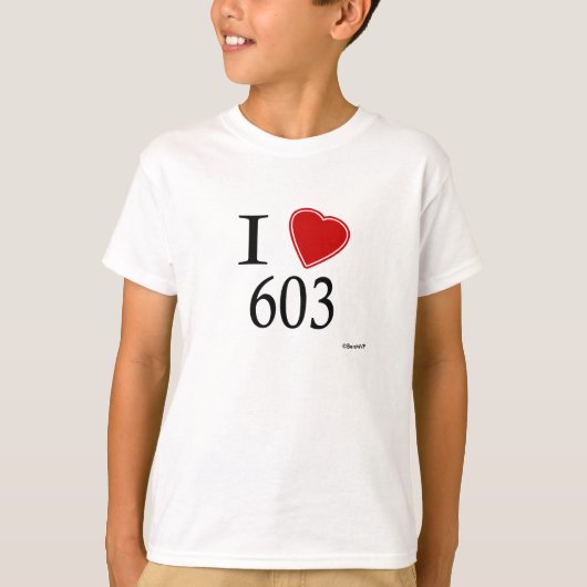 I Love 603 Manchester T-shirt (Voorkant)