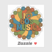 I Love 60s music for Retro Music Enthusiasts Sticker (Vel)