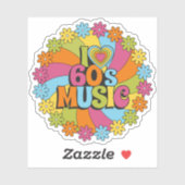 I Love 60s music for Retro Music Lovers Sticker (Vel)