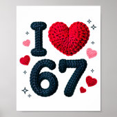 I Love 67 Cute Cozy 67 Knitted Yarn Pattern 67 Mem Poster (Voorkant)