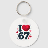 I Love 67 Cute Cozy 67 Knitted Yarn Pattern 67 Mem Sleutelhanger (Voorkant)
