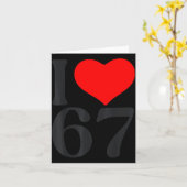 I Love 67 Heart Valentine's Day 67th Birthday Six Kaart (Gele Bloem)