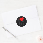 I Love 67 Heart Valentine's Day 67th Birthday Six Ronde Sticker (Envelop)
