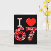 I Love 67 Valentine Heart_ Funny Meme Number 67 Te Kaart (Gele Bloem)