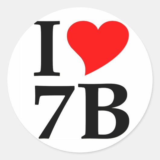 I love 7B Ronde Sticker (Voorkant)