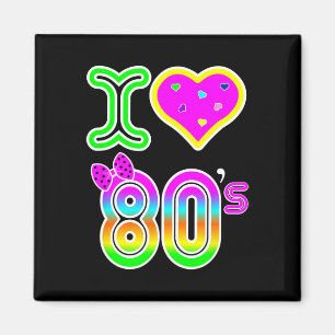 I Love 80's Shirt - Retro Neon Kostuum Halloween Magneet
