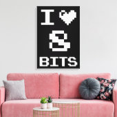 I Love 8 Bits, gamer geek design Canvas Afdruk (Insitu (Woonkamer))
