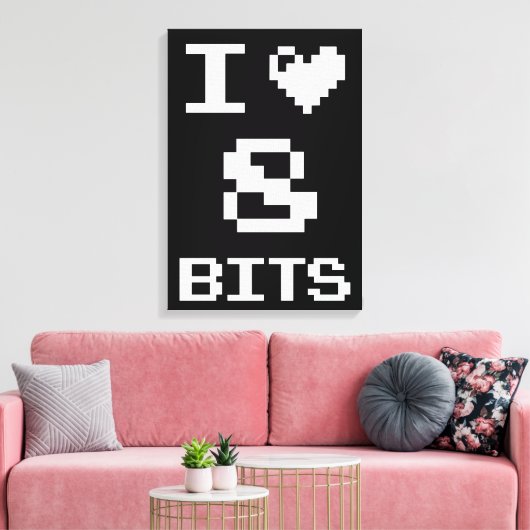 I Love 8 Bits, gamer geek design Canvas Afdruk (Insitu (Woonkamer))