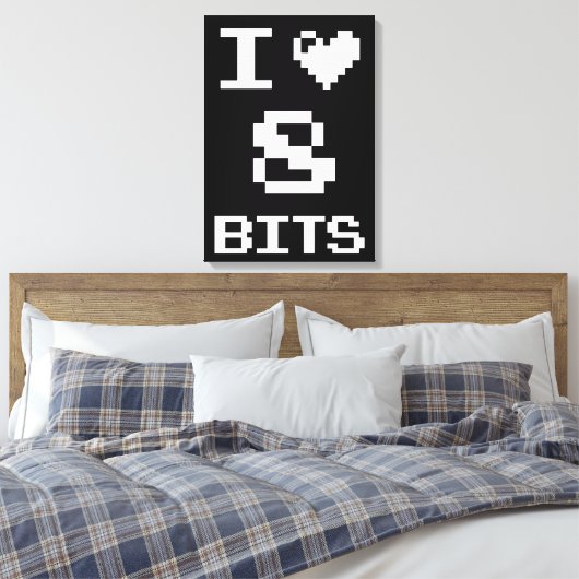 I Love 8 Bits, gamer geek design Canvas Afdruk (Insitu (Slaapkamer))
