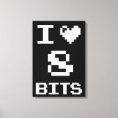 I Love 8 Bits, gamer geek design Canvas Afdruk (Voorkant)