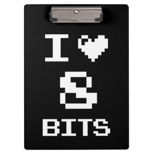 I Love 8 Bits, gamer geek design Klembord
