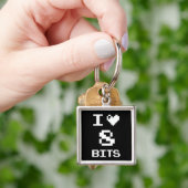 I Love 8 Bits, gamer geek design Sleutelhanger (Hand)