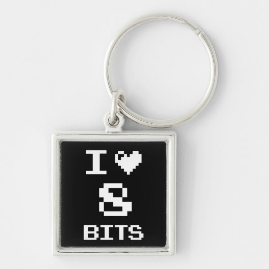 I Love 8 Bits, gamer geek design Sleutelhanger (Voorkant)