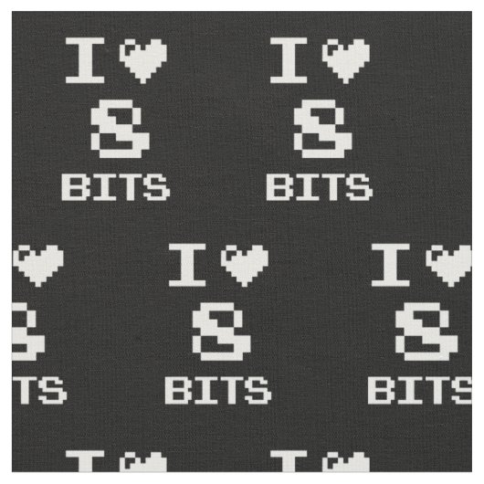 I Love 8 Bits, gamer geek design Stof (Close Up)