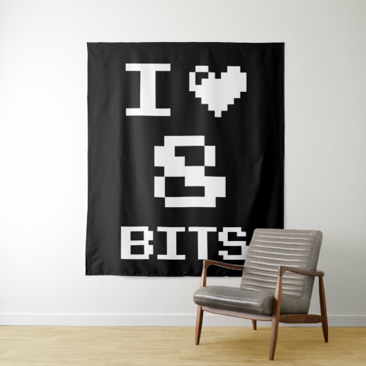 I Love 8 Bits, gamer geek design Wandkleed (In situ)