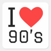 I love 90s vierkante sticker (Voorkant)