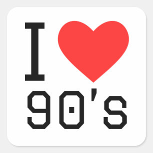 I love 90s vierkante sticker