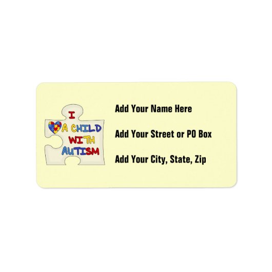 I Love a Child With Autism Etiket (Voorkant)