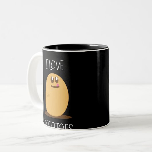 I Love Aardappels Design for Potato Fans Tweekleurige Koffiemok (Voorkant links)