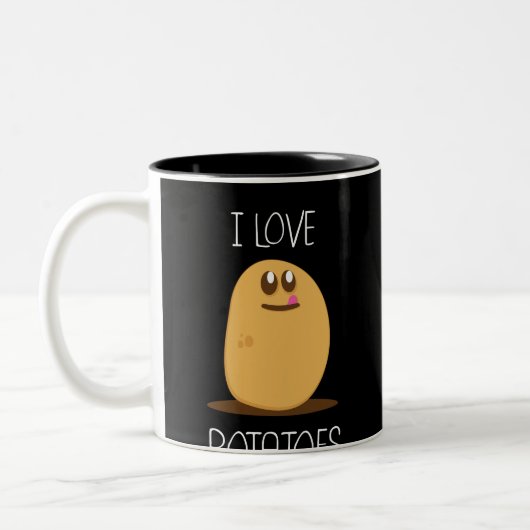 I Love Aardappels Design for Potato Fans Tweekleurige Koffiemok (Links)