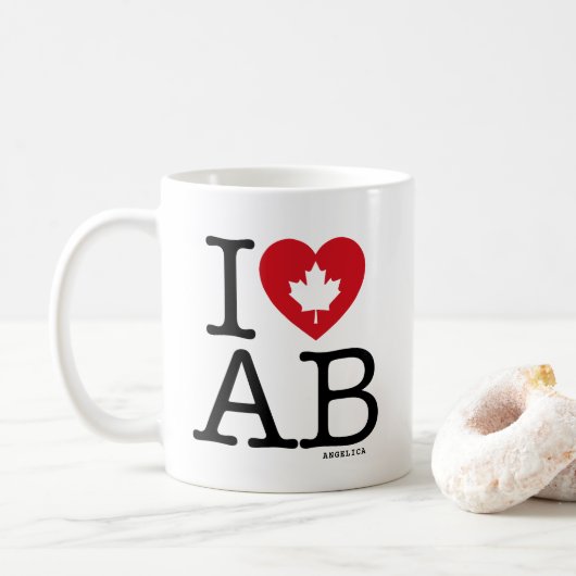 I Love AB| I Heart Alberta Canada Personalized Koffiemok (Met donut)