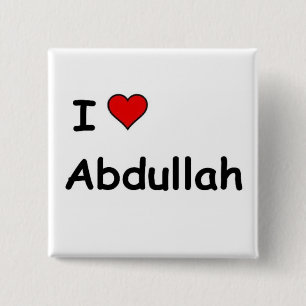 I Love Abdullah Vierkante Button 5,1 Cm