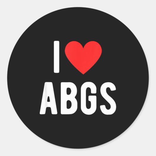 I Love Abgs Cute Heart Graphic Valentines Day  Ronde Sticker (Voorkant)