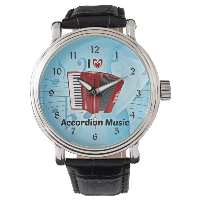 I Love Accordion Music Horloge (Voorkant)