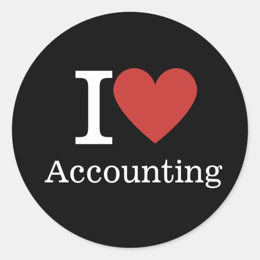 I ❤️ Love Accounting (voor medewerkers)  Ronde Sticker (Voorkant)