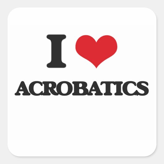 I Love Acrobat Vierkante Sticker (Voorkant)