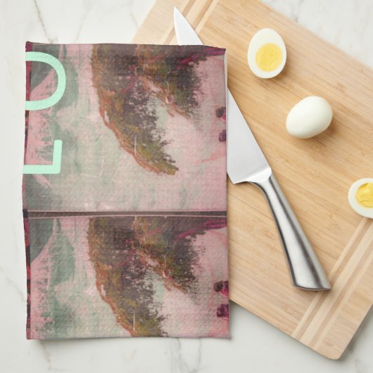 I Love Africa Kilimanjaro Mountain Theedoek (Quarter Fold)