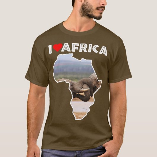 I Love Africa Wildlife Map Elephant Tug of War T-shirt (Voorkant)