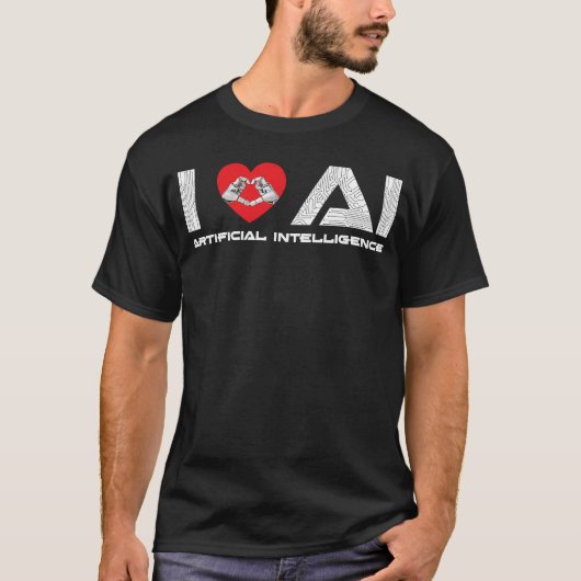 I Love AI Artificial Intelligence Tech Science Pro T-shirt (Voorkant)