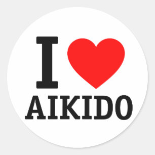 I Love Aikido Ronde Sticker