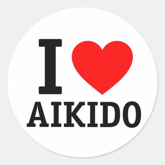 I Love Aikido Ronde Sticker (Voorkant)