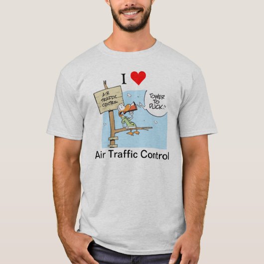 I Love Air Traffic Control Cartoon Shirt (Voorkant)