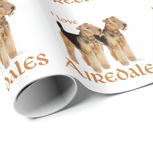 I Love Airedales Cadeaupapier (Rol Hoek)