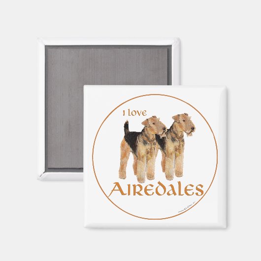 I Love Airedales Magneet (Voorkant / Achterkant)