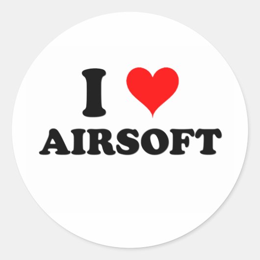 I Love Airsoft Ronde Sticker (Voorkant)