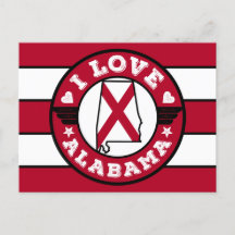 I Love Alabama Color Matched Stripes Map and Flag