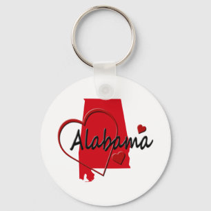 I Love Alabama Hearts Map Sleutelhanger
