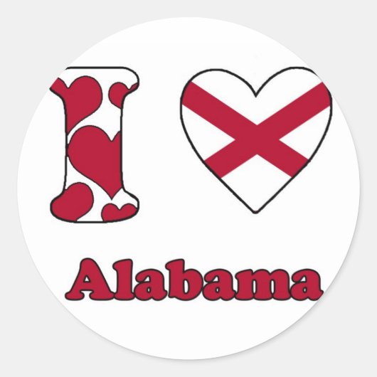 I love Alabama Ronde Sticker (Voorkant)