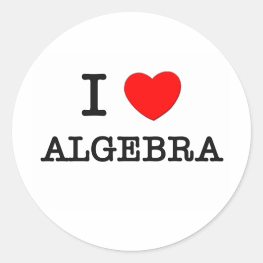 I Love Algebra Ronde Sticker (Voorkant)